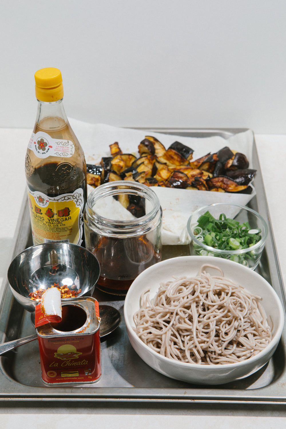 Grilled Eggplant & Soba Noodle Salad with Miso Dressing