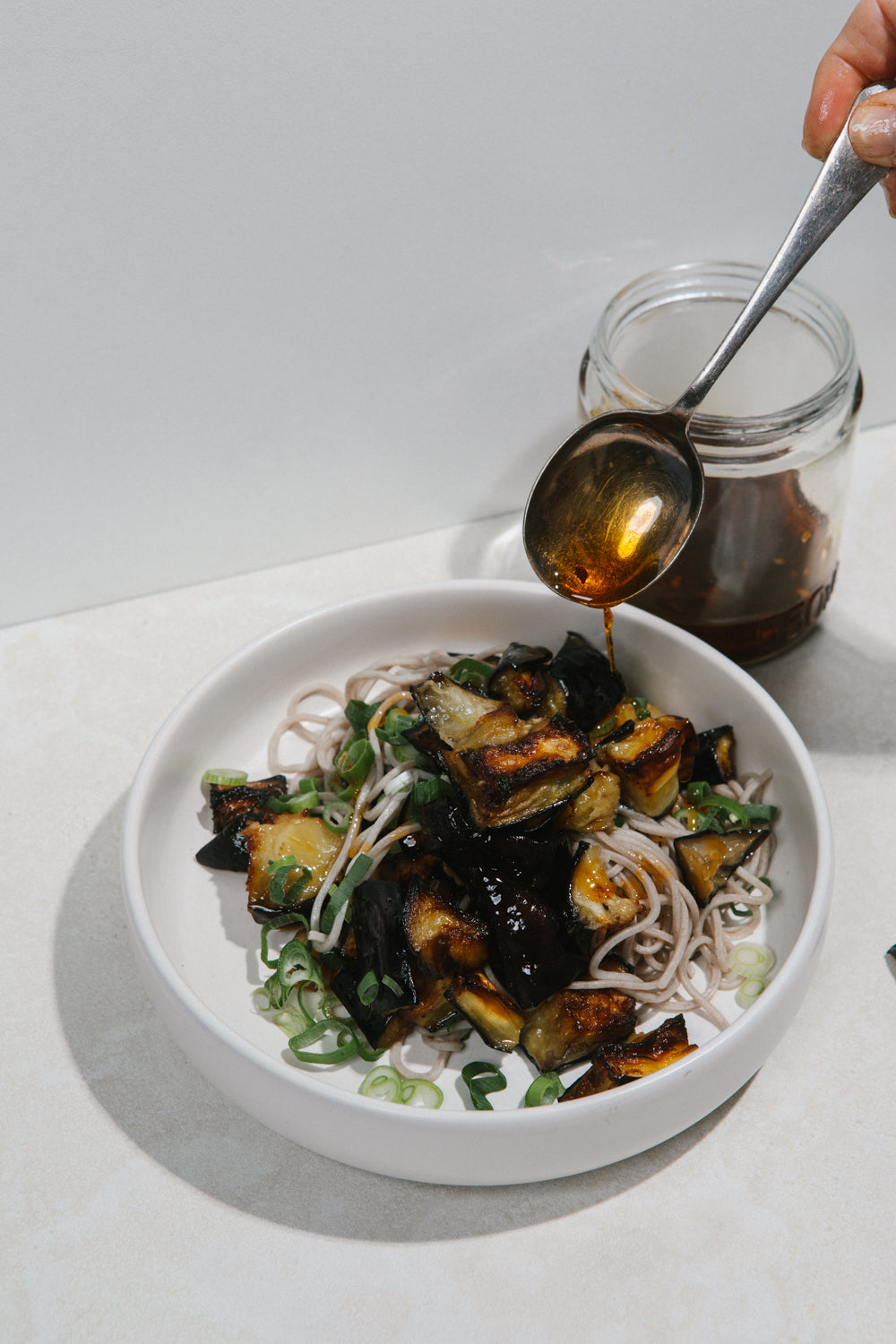 Grilled Eggplant & Soba Noodle Salad with Miso Dressing