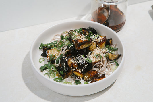 Grilled Eggplant & Soba Noodle Salad with Miso Dressing