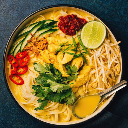 Chicken Laksa with Rice Noodles & Thai Basil Soup