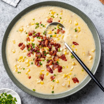 Corn Chowder with Crispy Bacon