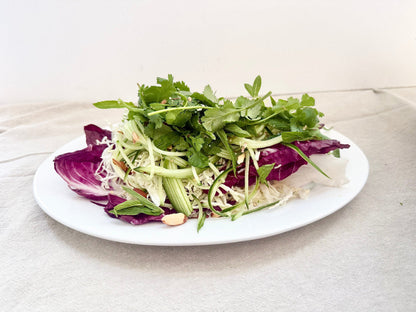 Raw Cabbage & Herb Salad with Toasted Seeds & Creamy Tahini Dressing