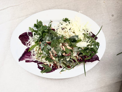 Raw Cabbage & Herb Salad with Toasted Seeds & Creamy Tahini Dressing