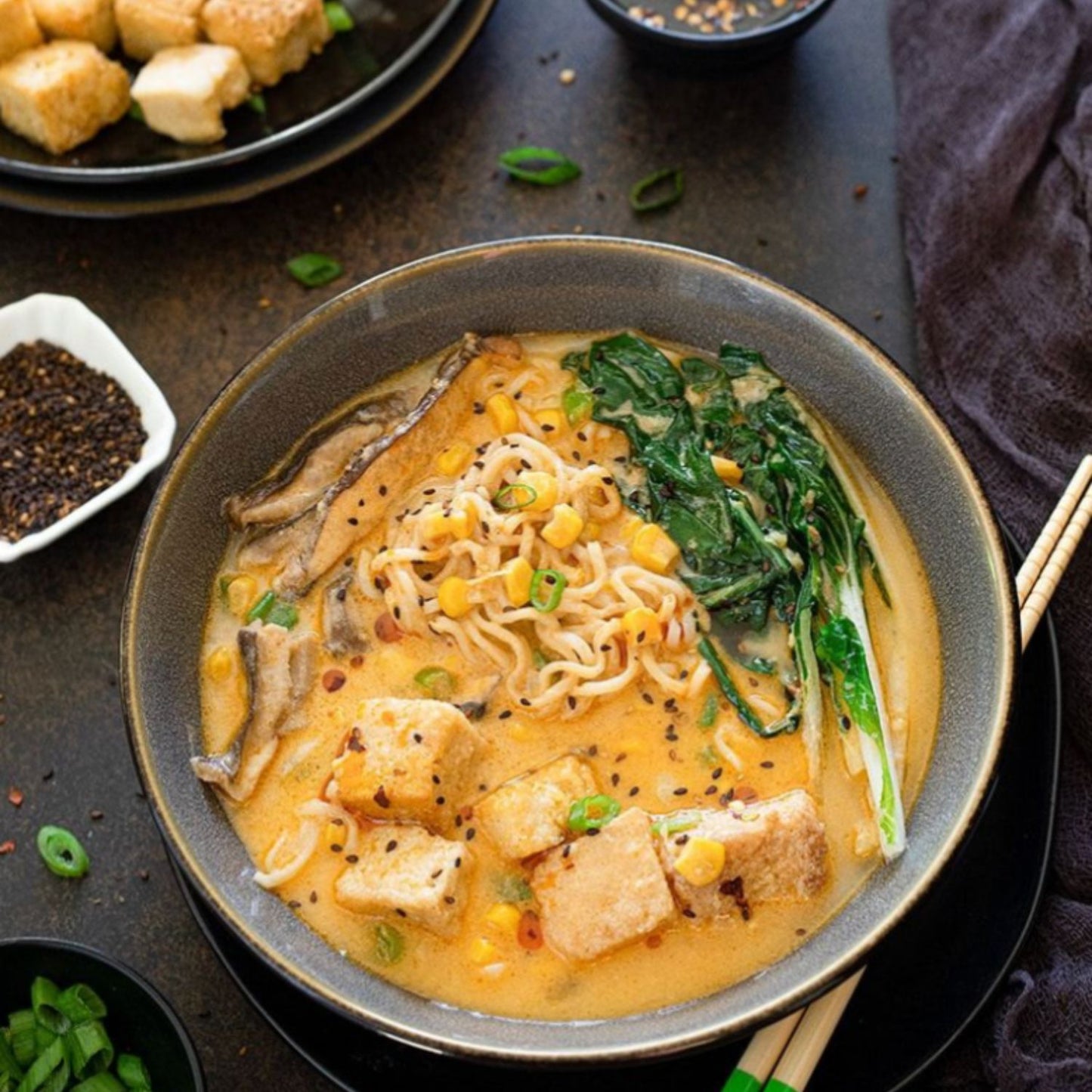 Miso Turmeric Broth with Lemongrass, Tofu & Noodles