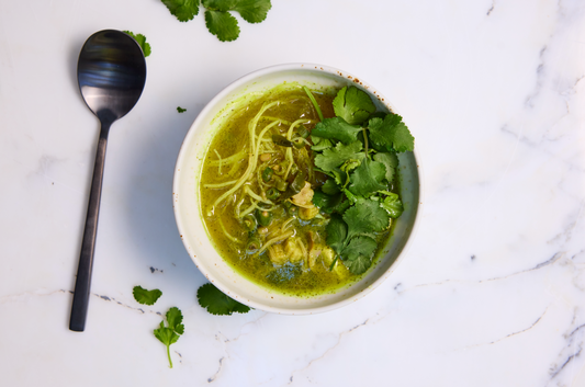 Miso Turmeric broth with Greens & Tofu