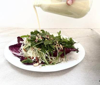 Raw Cabbage & Herb Salad with Toasted Seeds & Creamy Tahini Dressing